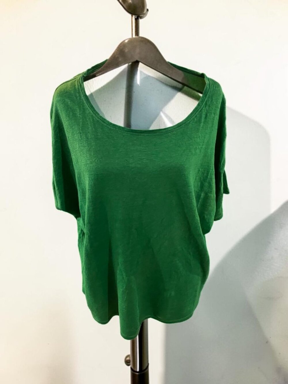 Chico Brand Kelly Green Scoop-neck Linen Top Size 3